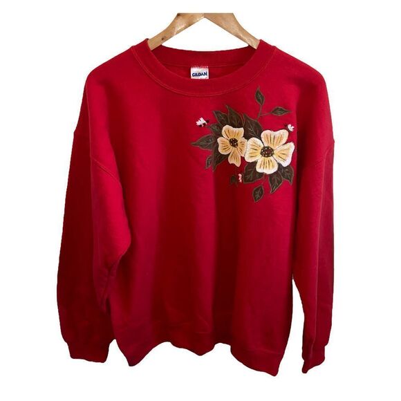 Custom Flower Painting Crewneck sweatshirt - Picture 1 of 7